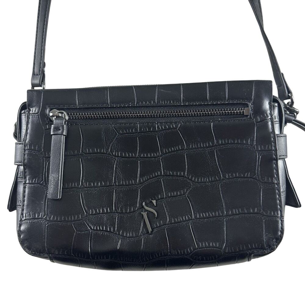 Simply Vera Wang Purse Shoulder Bag Black Imitation Leather Chain/Adjustable